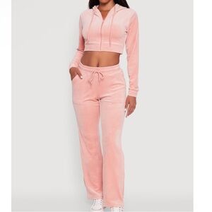 Pink Velour Tracksuit Set
